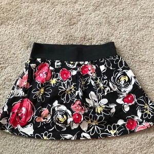 Floral Mini-Skirt with Elastic Waistband